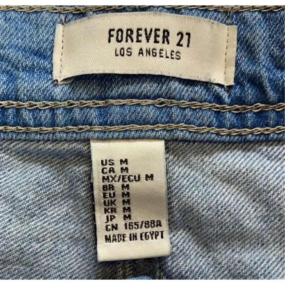 Forever 21 Distressed Ribbon Detail Jean Skirt Size Medium